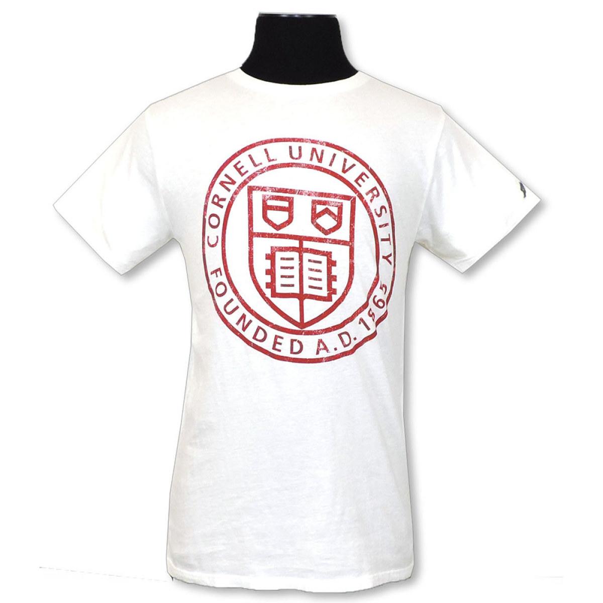 Cornell Emblem Vintage Tee White