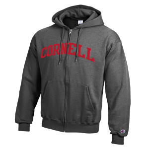 Hood Full Zip Arched Cornell Sueded Letters - Charcoal
