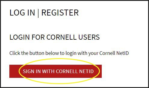 Sample image of Login for Cornell Users